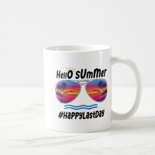 Caneca De Café Último Dia Da Escola Olá Summer Sungles Beach 2