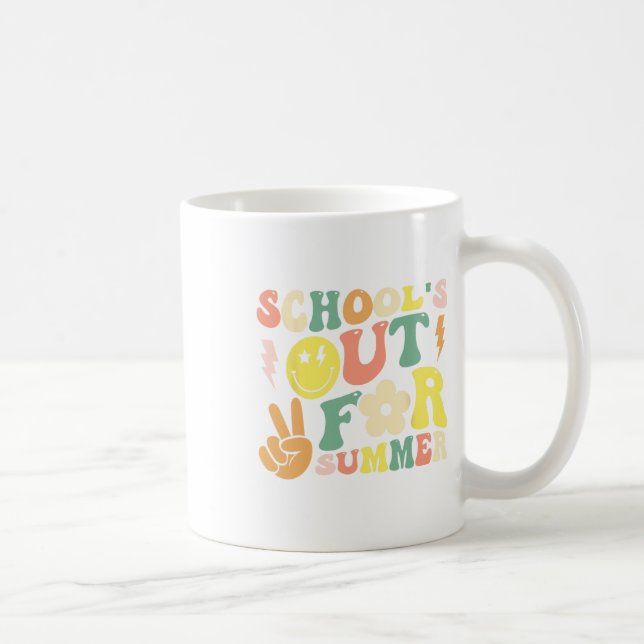 Caneca De Café Último Dia De Escolas De Groovy No Verão T (Direita)