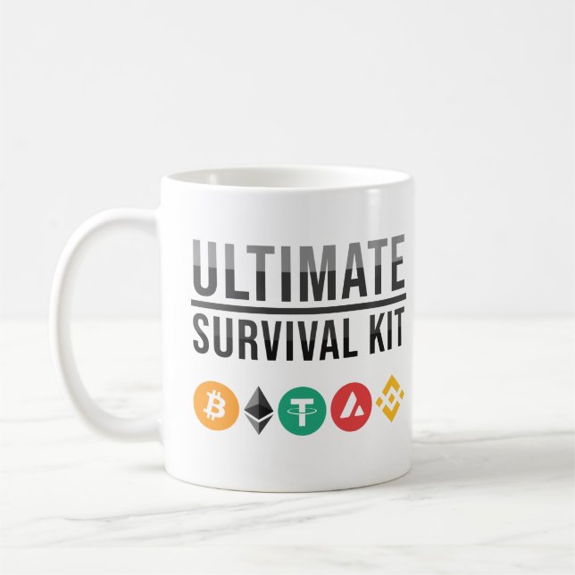 Caneca De Café Ultimo Kit de Sobrevivência Engraçado Bitmoney e C (Esquerda)