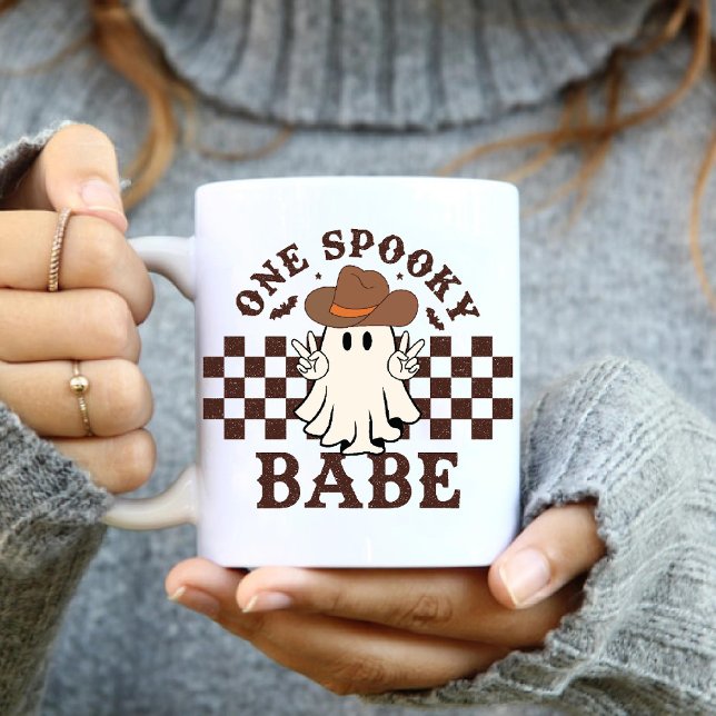 Caneca De Café Um Aniversário da Garota Fantasma Ocidental de Bab (One Spooky Babe Western Ghost Cowgirl Birthday Coffee Mug)