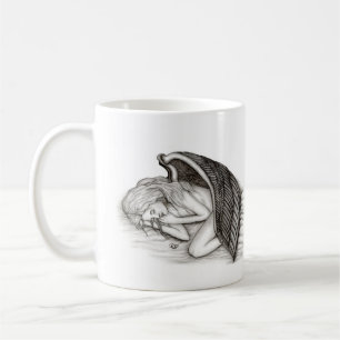 Caneca De Café Um anjo adormecido, Design preto e branco