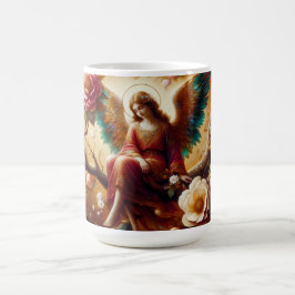 Caneca De Café Um Anjo Pacífico Sentado Num Galho Num Belo