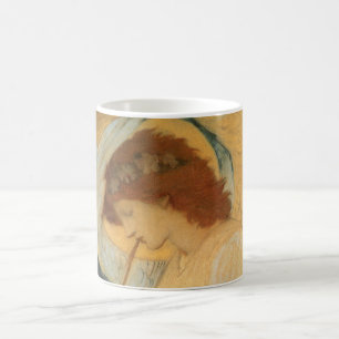 Caneca De Café Um Anjo Tocando uma Flauta de Bisel de Burne Jones