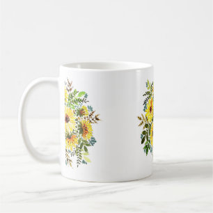 Caneca De Café Um belo buquê de aquarela, adorável fluxo amarel