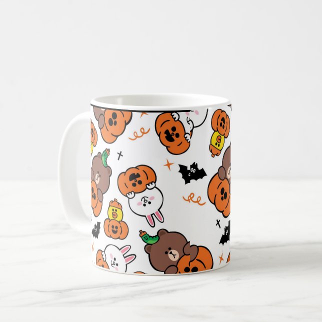 Caneca De Café Um belo coelhinho e um urso de Halloween (Frente Esquerda)