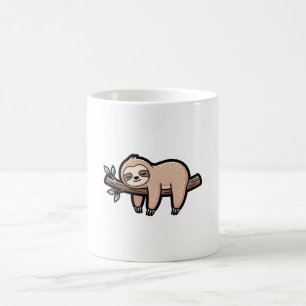Caneca De Café Um bicho-preguiça fofo e sonolento pendurado em um