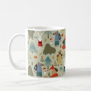 Caneca De Café Um bom padrão de colheita com animais taiga.