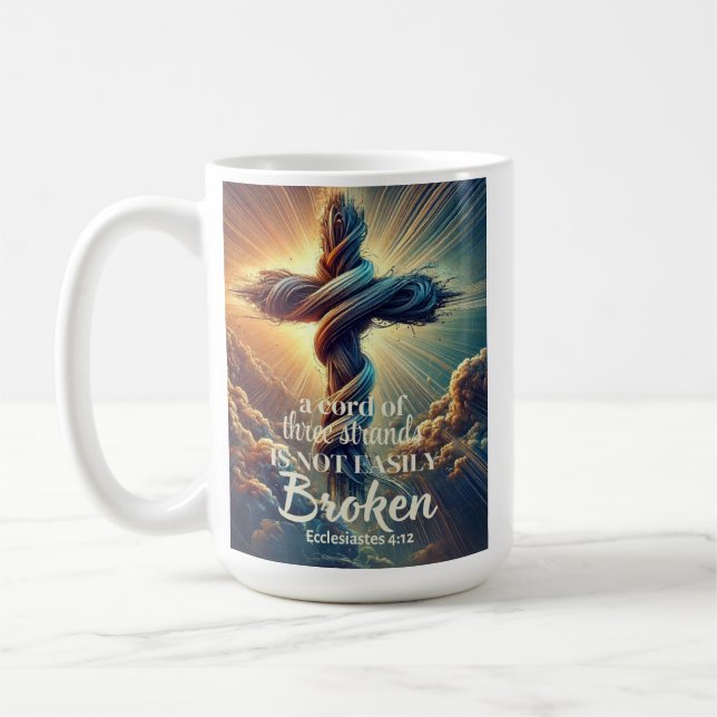 Caneca De Café "Um cabo de três fios" Eclesiastes 4:12 (Esquerda)