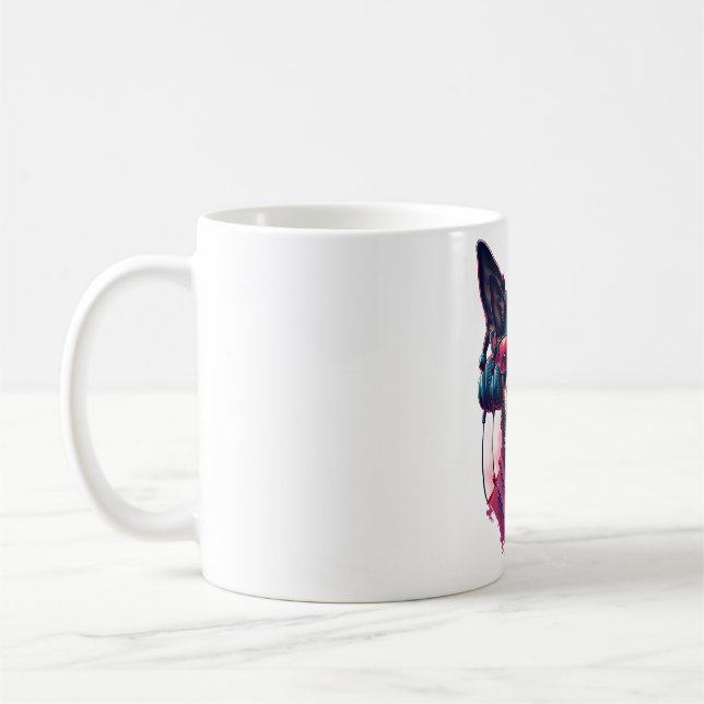 Caneca De Café Um cão Habu vestindo óculos de sol e fones de ouvi (Esquerda)