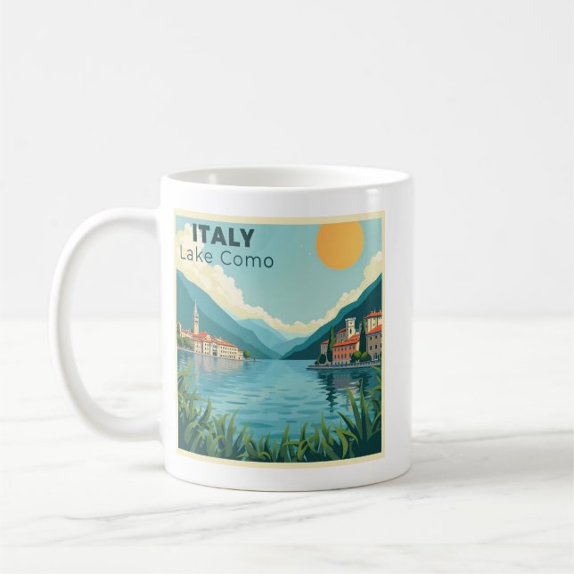 Caneca De Café Um Cartaz de Viagem Clássico Nostálgico – Lago Com (Esquerda)