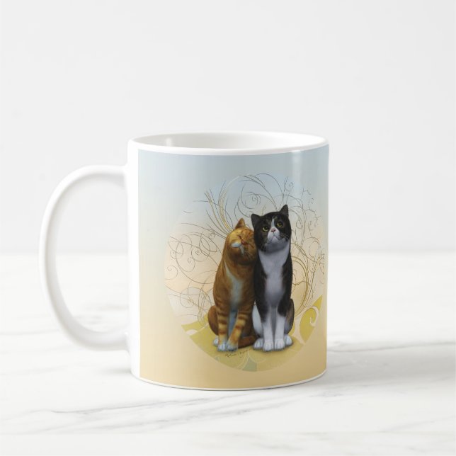 Caneca De Café Um casal de gatos: o amor está no ar? (Esquerda)
