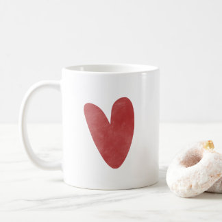Caneca De Café Um Coração Vermelho Sólido Fofo