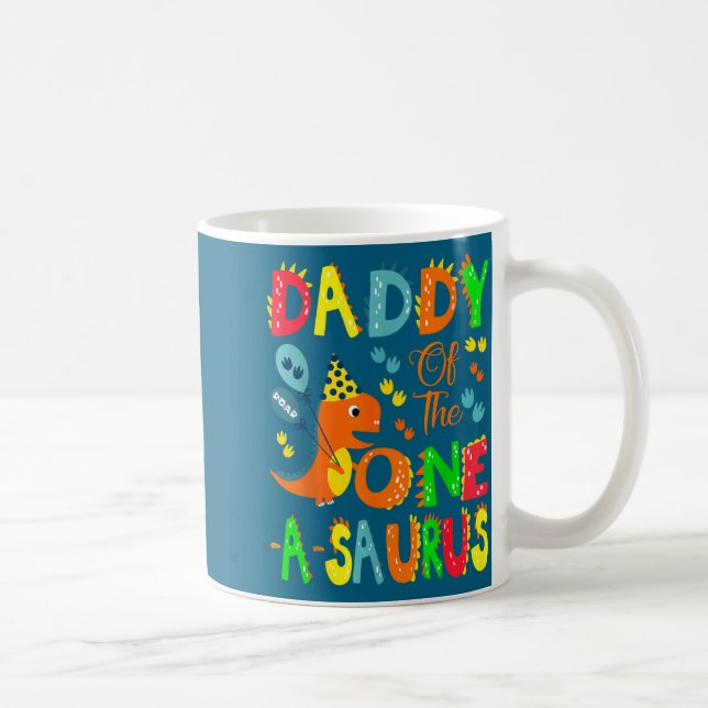 Caneca De Café Um Daddy Saurus 1º Aniversário Dinossauro (Direita)