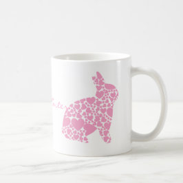 Caneca De Café Um desenho animado de coelhinho de Páscoa rosa