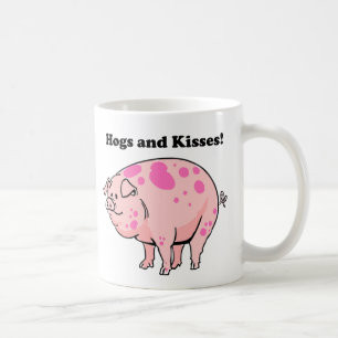 Caneca De Café Um desenho animado de porco grisalho e beijo