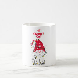 Caneca De Café Um desenho animado do gato gnomo bonito com luz de