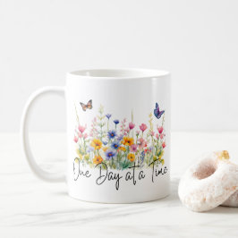 Caneca De Café Um dia de cada vez, citações inspiracionais de flo