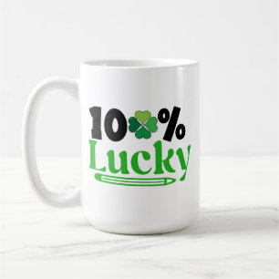 Caneca De Café Um Dia de São Patrício Cem Por Cento Sortudo -6110