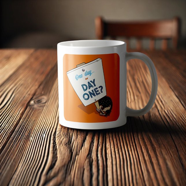 Caneca De Café Um Dia Ou Um Dia? Cartoon Motivational Hedgehog (Criador carregado)