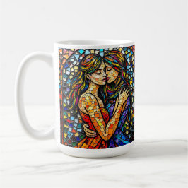 Caneca De Café Um Embraço Romântico | Mosaico Women Ai Art