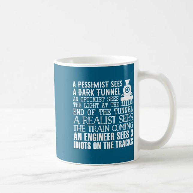 Caneca De Café Um Engenheiro de Trem e 3 Idiotas Piada Engraçada (Direita)