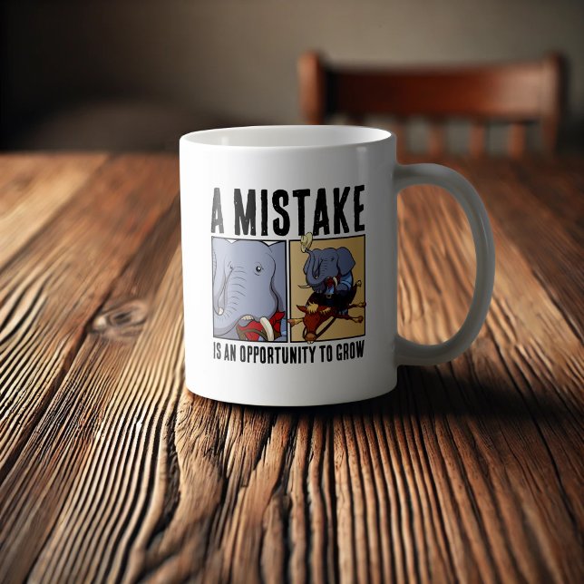 Caneca De Café Um Erro É Uma Oportunidade Para Crescer Elefante (Criador carregado)