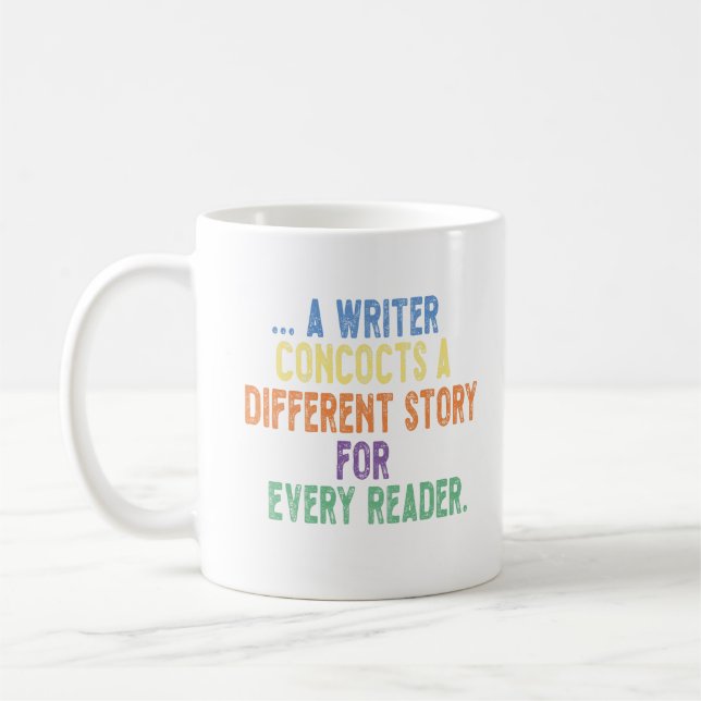 Caneca De Café um escritor cria uma história diferente para cada  (Esquerda)