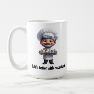 Caneca De Café Um Feliz Chef de Pastelaria Posicionando a Câmera