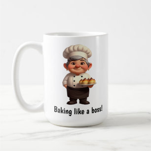 Caneca De Café Um Feliz Chef de Pastelaria Posicionando a Câmera