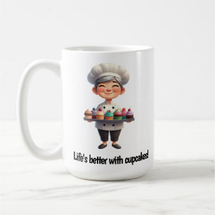 Caneca De Café Um Feliz Chef de Pastelaria Posicionando a Câmera