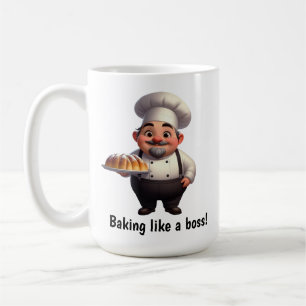 Caneca De Café Um Feliz Chef de Pastelaria Posicionando a Câmera