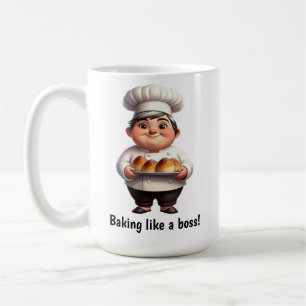 Caneca De Café Um Feliz Chef de Pastelaria Posicionando a Câmera