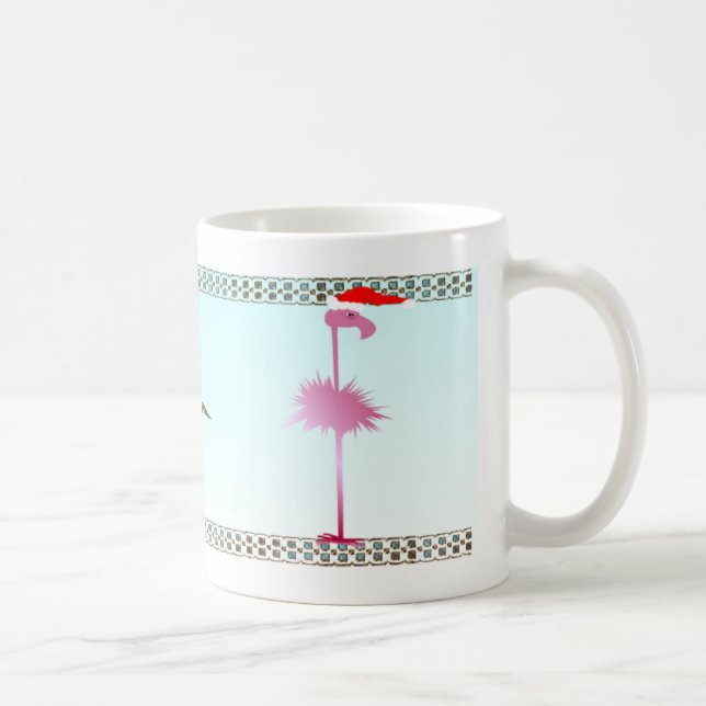 Caneca De Café Um flamingo cor-de-rosa do Natal (Direita)