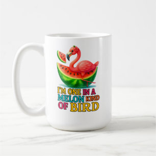 Caneca De Café Um Flamingo em um Melão - Pássaro Tropical Diverti
