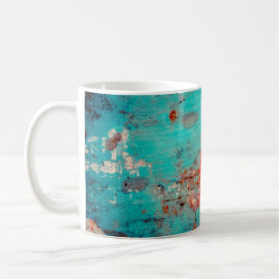 Caneca De Café Um fundo de turquesa forte. Sangue, manchas