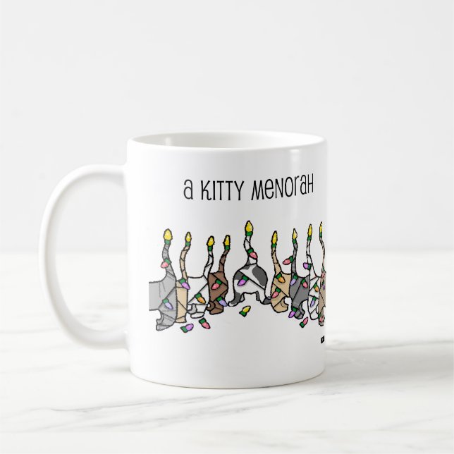 Caneca De Café Um Gatinho Menorah para Chanucá (Esquerda)