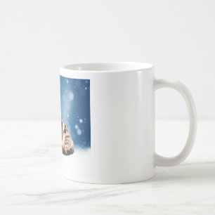 Caneca De Café Um Gato Fofo vestindo chapéu de Papai Noel vermelh