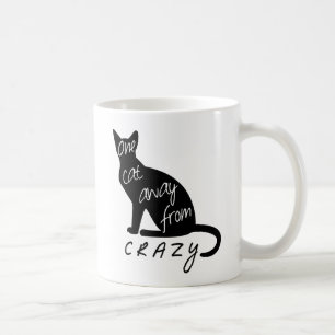 Caneca De Café Um gato longe da silhueta engraçada CRAZY