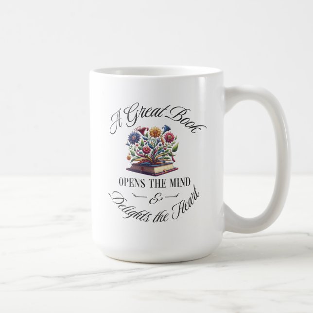 Caneca De Café Um Grande Livro Deleita Floral  (Direita)