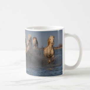 Caneca De Café Um grupo dos cavalos brancos na região de Camargu