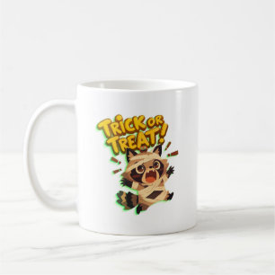 Caneca De Café Um guaxinim bonitinho na fantasia da múmia com Tru