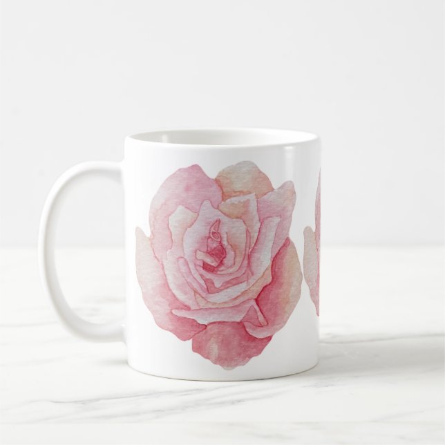 Caneca De Café Um Impressão Rosa de Desenho de Mão Delicado (Esquerda)