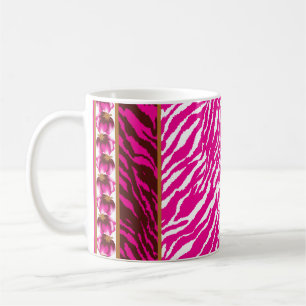 Caneca De Café Um intrincado padrão floral em rosa e branco, arte