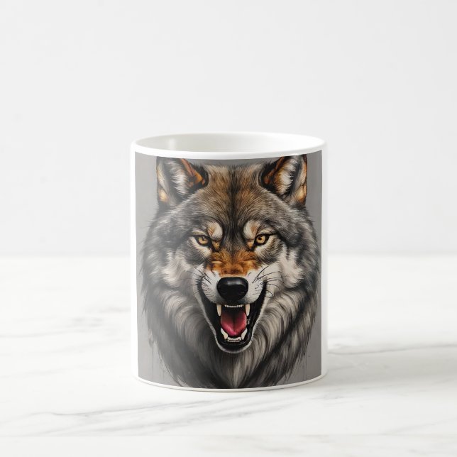 Caneca De Café Um lobo agressivo, Mug design (Centro)