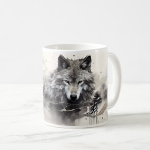 Caneca De Café Um Lobo no Estilo de Pintura Artística