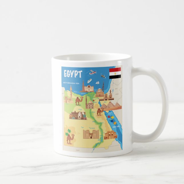 Caneca De Café Um mapa dos desenhos animados de Egipto (Direita)