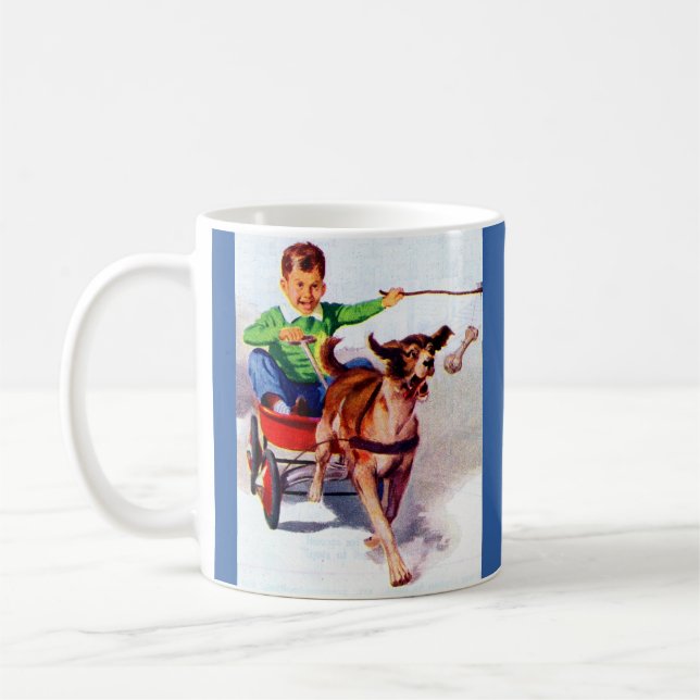 Caneca De Café Um menino e seu carrinho de cachorro (Esquerda)