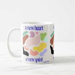 Caneca De Café Um Novo Coração, Um Novo Espírito, Padrão Gráfico 