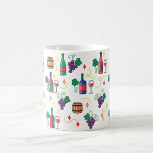 Caneca De Café Um padrão colorido temático de vinho