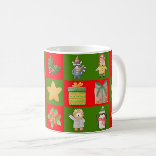 Caneca De Café Um padrão com desenhos de Natal (Frente Esquerda)